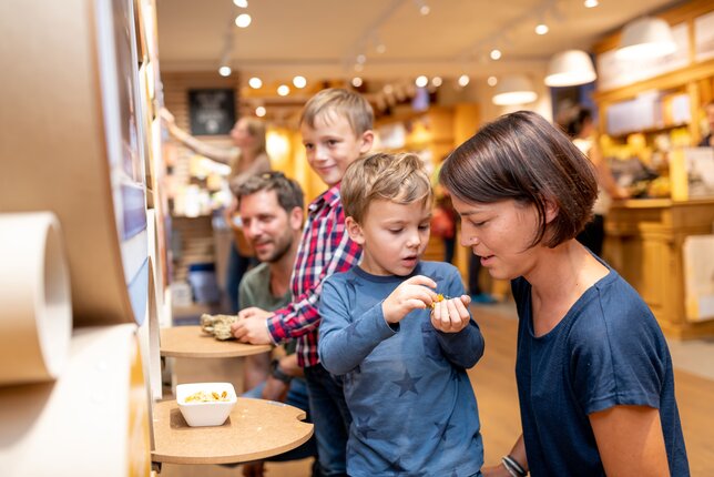 Familie erkundet SONNENTOR Shop | © Waldviertel Tourismus, Studio Kerschbaum